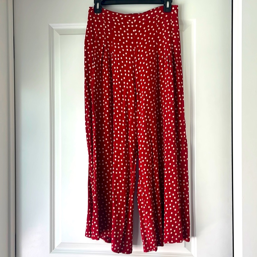 Betsey Johnson Red Polka Dot Wide Leg Pants